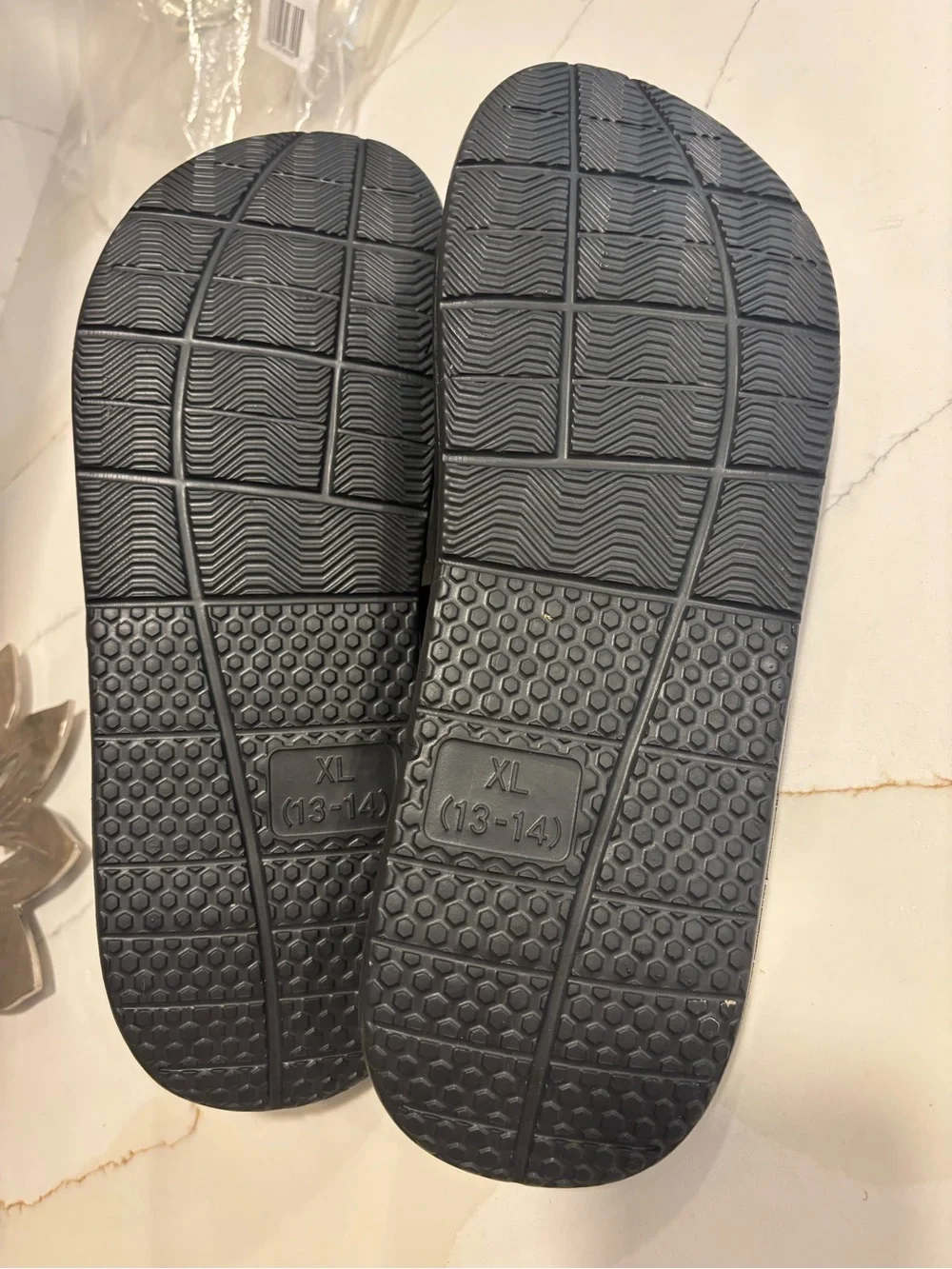 Nordstrom Purple and Black Logo Slide Sandals